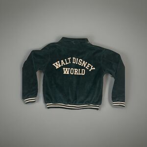 Vintage Y2K Walt Disney‎ World Reversable Letterman Jacket Gray Green Medium
